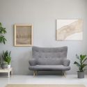 HELICIA - Canapé Fixe 2 Places Tissu Gris