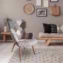 GIADA - Fauteuil Patchwork Motifs Grisés