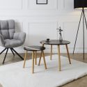 TRAZEN - Lot de 2 Tables Gigognes Noires et Relief Bambou