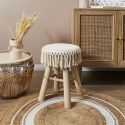 NELYA - NELYA - Lot de 2 Tabourets Assise Décorative en Tissu Pieds en Pin Naturel