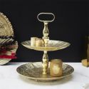 Plateau Décoratif à 2 Etages en Métal Doré - MARRAKECH