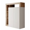 Bureau secrétaire 2 portes contemporain blanc laqué et aspect bois finition Cadiz - ARTURO