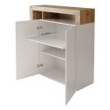Bureau secrétaire 2 portes contemporain blanc laqué et aspect bois finition Cadiz - ARTURO