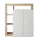 Bureau secrétaire 2 portes contemporain blanc laqué et aspect bois finition Cadiz - ARTURO