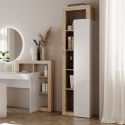 Colonne de rangement avec étagères blanc laqué et aspect bois finition Cadiz - ARTURO