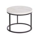 Table Basse Gigogne Aspect Bois finition marbre blanc Piètement Métal Noir - MARMOL