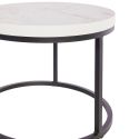 Table Basse Gigogne Aspect Bois finition marbre blanc Piètement Métal Noir - MARMOL