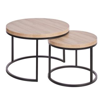 Table Basse Gigogne Aspect Bois finition French Oak Piètement Métal Noir - FRANK