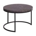Table Basse Gigogne Aspect Bois finition marbre noir Piètement Métal Noir - MARMOL