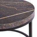 Table Basse Gigogne Aspect Bois finition marbre noir Piètement Métal Noir - MARMOL