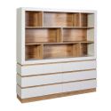 Meuble de cuisine 8 niches et rangements bas 4 portes et 2 tiroirs finition blanc et bois - DUALIS