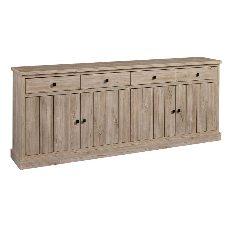 Buffet 4 portes et 4 tiroirs aspect bois finition Beach Oak - ROLYA