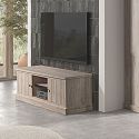 Meuble TV 2 portes 2 niches aspect bois finition Beach Oak - ROLYA
