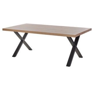 Table 230cm Aspect Bois finition Hudson Oak Piètement X Métal Noir - HUDSON