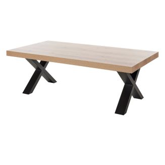 Table Basse Aspect Bois finition Hudson Oak Piètement X Métal Noir - HUDSON