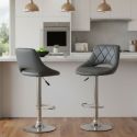 HAMILTON - Lot de 2 Tabourets de Bar Gris