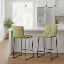 TEODORE - Lot de 2 Tabourets de Bar Tissu Vert