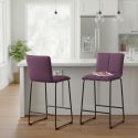 TEODORE - Lot de 4 Tabourets de Bar Tissu Violet