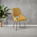 AMADO - Lot de 6 Chaises Tissu Coloris Jaune
