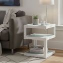 CUBIKA - Chevet Blanc 3 Niveaux Plateaux en Verre