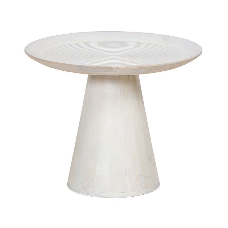 ROWAN - Bout de Canapé H.45cm en Manguier Massif Cérusé Blanc