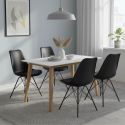 GRAM - Ensemble Table Naturelle et Blanche + 4 Chaises Noires