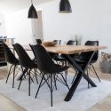 HAGA - Lot de 6 Chaises Noires avec Piétement Métallique
