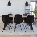 HAGA - Lot de 6 Chaises Noires avec Piétement Métallique