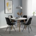 GRAM - Ensemble Table Ronde Naturelle et Blanche + 4 Chaises Noires