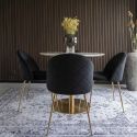 MEYRIN - Lot de 2 Chaises Velours Noir et Pieds Métal Doré