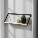 BASIK - Etagère Murale Simple en Bois et Métal Noir