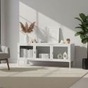 HENDRA - Meuble TV 3 Portes Verre et Acier Blanc