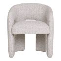 MARYLIN - Fauteuil design assise et pieds en tissu blanc chiné gris