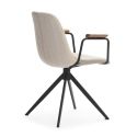 Lot de 2 chaises pivotantes en tissu maillé beige avec piètement métal laqué noir et accoudoirs - THALIA