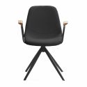 Lot de 2 chaises pivotantes en tissu maillé noir avec piètement métal laqué noir et accoudoirs - THALIA