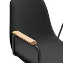 Lot de 2 chaises pivotantes en tissu maillé noir avec piètement métal laqué noir et accoudoirs - THALIA