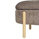 BRENDA - Banc-Coffre en Tissu Bouclettes Marron Pieds Bois Naturel