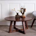 LYNGBY - Table Basse Ronde Ø75cm MDF Placage Noyer
