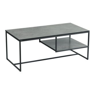Table basse en acier laqué anthracite avec plateaux en verre finition aspect céramique - STRATE