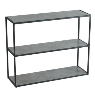 Console en acier laqué anthracite avec plateaux en verre finition aspect céramique - STRATE