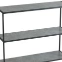 Console en acier laqué anthracite avec plateaux en verre finition aspect céramique - STRATE