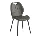 Lot de 4 chaises en tissu microfibre gris avec poignée et pieds métal laqué anthracite - ALDIM