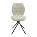 Lot de 4 chaises pivotantes en tissu déperlant beige avec piqûres décoratives losanges - NOLYA