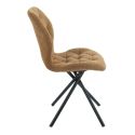 Lot de 4 chaises pivotantes en tissu déperlant camel avec piqûres décoratives losanges - NOLYA