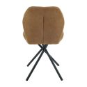Lot de 4 chaises pivotantes en tissu déperlant camel avec piqûres décoratives losanges - NOLYA