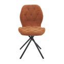 Lot de 4 chaises pivotantes en tissu déperlant terracotta avec piqûres décoratives losanges - NOLYA