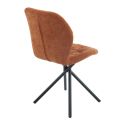 Lot de 4 chaises pivotantes en tissu déperlant terracotta avec piqûres décoratives losanges - NOLYA