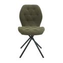 Lot de 4 chaises pivotantes en tissu déperlant vert avec piqûres décoratives losanges - NOLYA