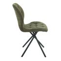 Lot de 4 chaises pivotantes en tissu déperlant vert avec piqûres décoratives losanges - NOLYA