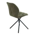 Lot de 4 chaises pivotantes en tissu déperlant vert avec piqûres décoratives losanges - NOLYA